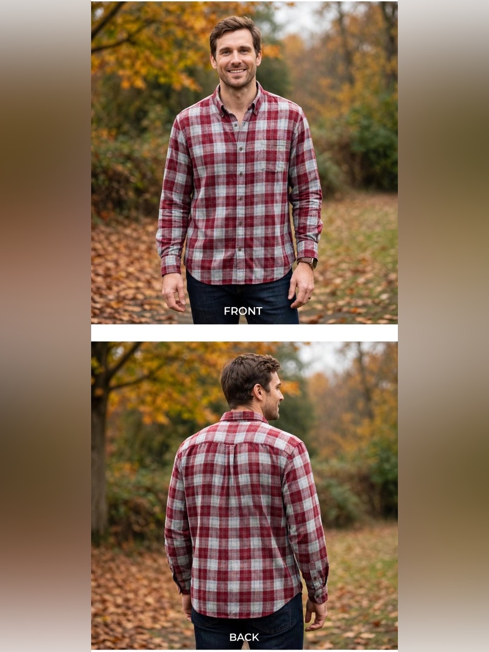 St. John's Bay Dark Purple and Gray Plaid Button-Down Shirt